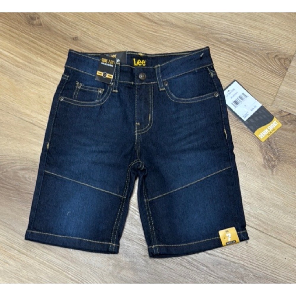 Lee Boys Slim Fit Denim Shorts Dark Wash Stretch Size 7 Slim Fit
